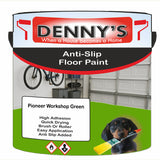 Denny's Floor Paint For Grip Coating Colour- Pioneer Workshop Green - Anti-Slip Hardwearing Safe