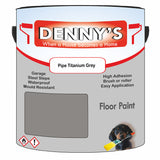 Denny's Floor Paint For Garages Colour- Pipe Titanium Grey - Oilproof Tyre-Tough Hardwearing