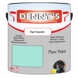 Denny's Floor Paint For Garages Colour- Pipe Turquoise - Oilproof Tyre-Tough Hardwearing