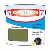 Denny's Plastic Paint For Windows Colour- Plant Alloy Green - Weatherproof Fade-Safe Upvc