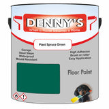 Denny's Floor Paint For Garages Colour- Plant Spruce Green - Oilproof Tyre-Tough Hardwearing