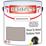Denny's High Temp Paint For Radiators Colour- Plated Overcast Grey - Heatproof No-Yellow Durable