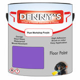 Denny's Floor Paint For Garages Colour- Plum Workshop Purple - Oilproof Tyre-Tough Hardwearing