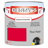 Denny's Floor Paint For Garages Colour- Powerline Furnace Red - Oilproof Tyre-Tough Hardwearing