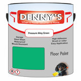 Denny's Floor Paint For Garages Colour- Pressure Alloy Green - Oilproof Tyre-Tough Hardwearing