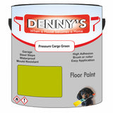 Denny's Floor Paint For Garages Colour- Pressure Cargo Green - Oilproof Tyre-Tough Hardwearing