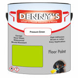 Denny's Floor Paint For Garages Colour- Pressure Green - Oilproof Tyre-Tough Hardwearing