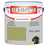 Denny's Floor Paint For Garages Colour- Pressure Hose Green - Oilproof Tyre-Tough Hardwearing