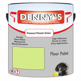 Denny's Floor Paint For Garages Colour- Pressure Pioneer Green - Oilproof Tyre-Tough Hardwearing