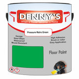 Denny's Floor Paint For Garages Colour- Pressure Retro Green - Oilproof Tyre-Tough Hardwearing