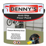 Denny's Floor Paint For Grip Coating Colour- Pressure Workshop Green - Anti-Slip Hardwearing Safe