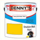 Denny's Emulsion Paint For Ceilings Colour- Honey Gold Amber Yellow - Matte Low-Splatter Stain-Hide Bright