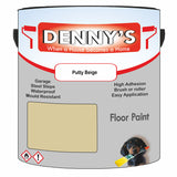 Denny's Floor Paint For Garages Colour- Putty Beige - Oilproof Tyre-Tough Hardwearing