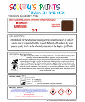 Morris RUSSET BROWN Spray or Brush Paint For Classic Morris Model Ital Restore my Old Morris