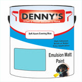Denny's Emulsion Paint For Walls Colour- Soft Azure Evening Blue - Matte Wipe-Clean Durable Coverage