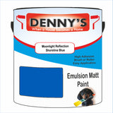 Denny's Emulsion Paint For Ceilings Colour- Moonlight Reflection Shoreline Blue - Matte Low-Splatter Stain-Hide Bright