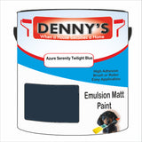 Denny's Emulsion Paint For Walls Colour- Azure Serenity Twilight Blue - Matte Wipe-Clean Durable Coverage