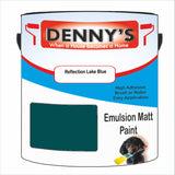 Denny's Emulsion Paint For Ceilings Colour- Reflection Lake Blue - Matte Low-Splatter Stain-Hide Bright