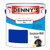 Denny's Emulsion Paint For Ceilings Colour- Sapphire Mist Moonlight Blue - Matte Low-Splatter Stain-Hide Bright