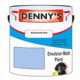 Denny's Emulsion Paint For Ceilings Colour- Soft Serenity Blue - Matte Low-Splatter Stain-Hide Bright