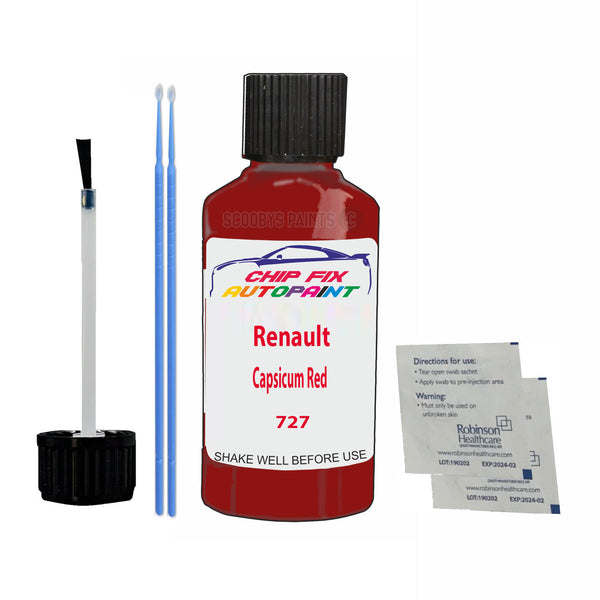 Renault Capsicum Red Touch Up Paint Code 727 Scratch Repair Kit