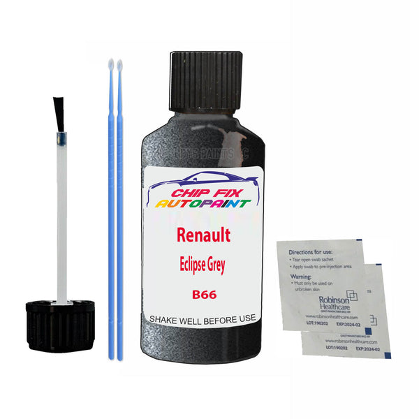 Renault Eclipse Grey Touch Up Paint Code B66 Scratch Repair Kit