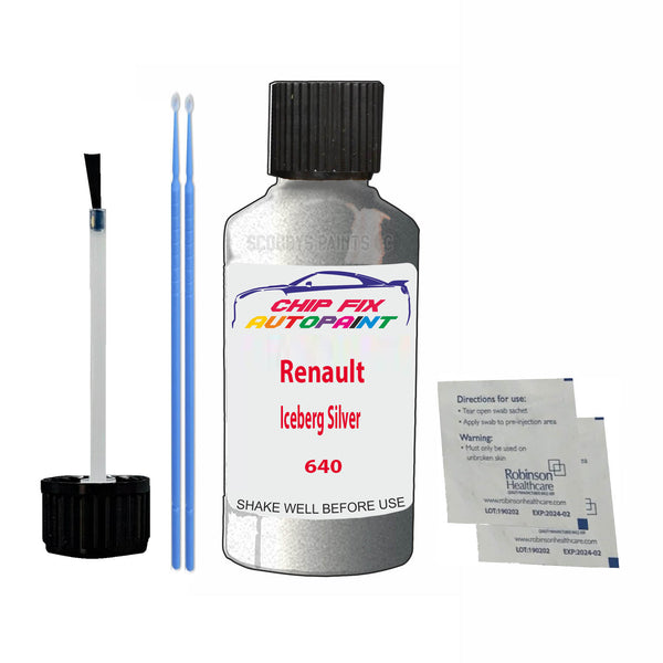 Renault Iceberg Silver Touch Up Paint Code 640 Scratch Repair Kit