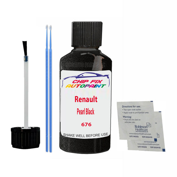 Renault Pearl Black Touch Up Paint Code 676 Scratch Repair Kit