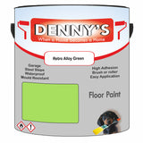 Denny's Floor Paint For Garages Colour- Retro Alloy Green - Oilproof Tyre-Tough Hardwearing