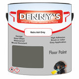 Denny's Floor Paint For Garages Colour- Retro Ash Grey - Oilproof Tyre-Tough Hardwearing