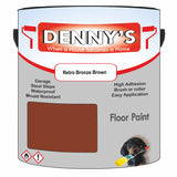 Denny's Floor Paint For Garages Colour- Retro Bronze Brown - Oilproof Tyre-Tough Hardwearing