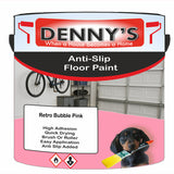Denny's Floor Paint For Grip Coating Colour- Retro Bubble Pink - Anti-Slip Hardwearing Safe
