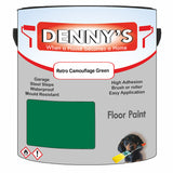 Denny's Floor Paint For Garages Colour- Retro Camouflage Green - Oilproof Tyre-Tough Hardwearing