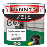 Denny's Floor Paint For Grip Coating Colour- Retro Camouflage Green - Anti-Slip Hardwearing Safe
