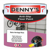 Denny's Floor Paint For Grip Coating Colour- Retro Heritage Rose - Anti-Slip Hardwearing Safe