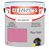 Denny's Floor Paint For Garages Colour- Retro Lipstick Pink - Oilproof Tyre-Tough Hardwearing
