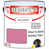 Denny's High Temp Paint For Radiators Colour- Retro Lipstick Pink - Heatproof No-Yellow Durable