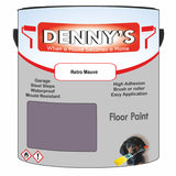 Denny's Floor Paint For Garages Colour- Retro Mauve - Oilproof Tyre-Tough Hardwearing