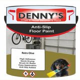 Denny's Floor Paint For Grip Coating Colour- Retro Olive - Anti-Slip Hardwearing Safe