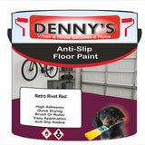 Denny's Floor Paint For Grip Coating Colour- Retro Rivet Red - Anti-Slip Hardwearing Safe