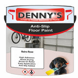 Denny's Floor Paint For Grip Coating Colour- Retro Rose - Anti-Slip Hardwearing Safe