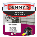 Denny's Floor Paint For Grip Coating Colour- Retro Signal Red - Anti-Slip Hardwearing Safe