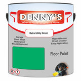 Denny's Floor Paint For Garages Colour- Retro Utility Green - Oilproof Tyre-Tough Hardwearing