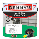 Denny's Floor Paint For Grip Coating Colour- Retro Utility Green - Anti-Slip Hardwearing Safe