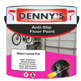 Denny's Floor Paint For Grip Coating Colour- Ribbon Lipstick Pink - Anti-Slip Hardwearing Safe
