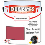 Denny's High Temp Paint For Stoves Colour- Rivet Cardinal Red - Heatproof Soot-Resistant Durable