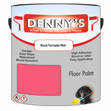 Denny's Floor Paint For Sheds Colour- Rivet Tornado Red - Durable Anti-Slip Weatherproof