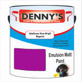 Denny's Emulsion Paint For Ceilings Colour- Wildflower Rose Bright Magenta - Matte Low-Splatter Stain-Hide Bright