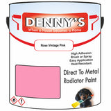 Denny's High Temp Paint For Radiators Colour- Rose Vintage Pink - Heatproof No-Yellow Durable