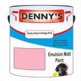 Denny's Emulsion Paint For Ceilings Colour- Dusky Charm Vintage Pink - Matte Low-Splatter Stain-Hide Bright